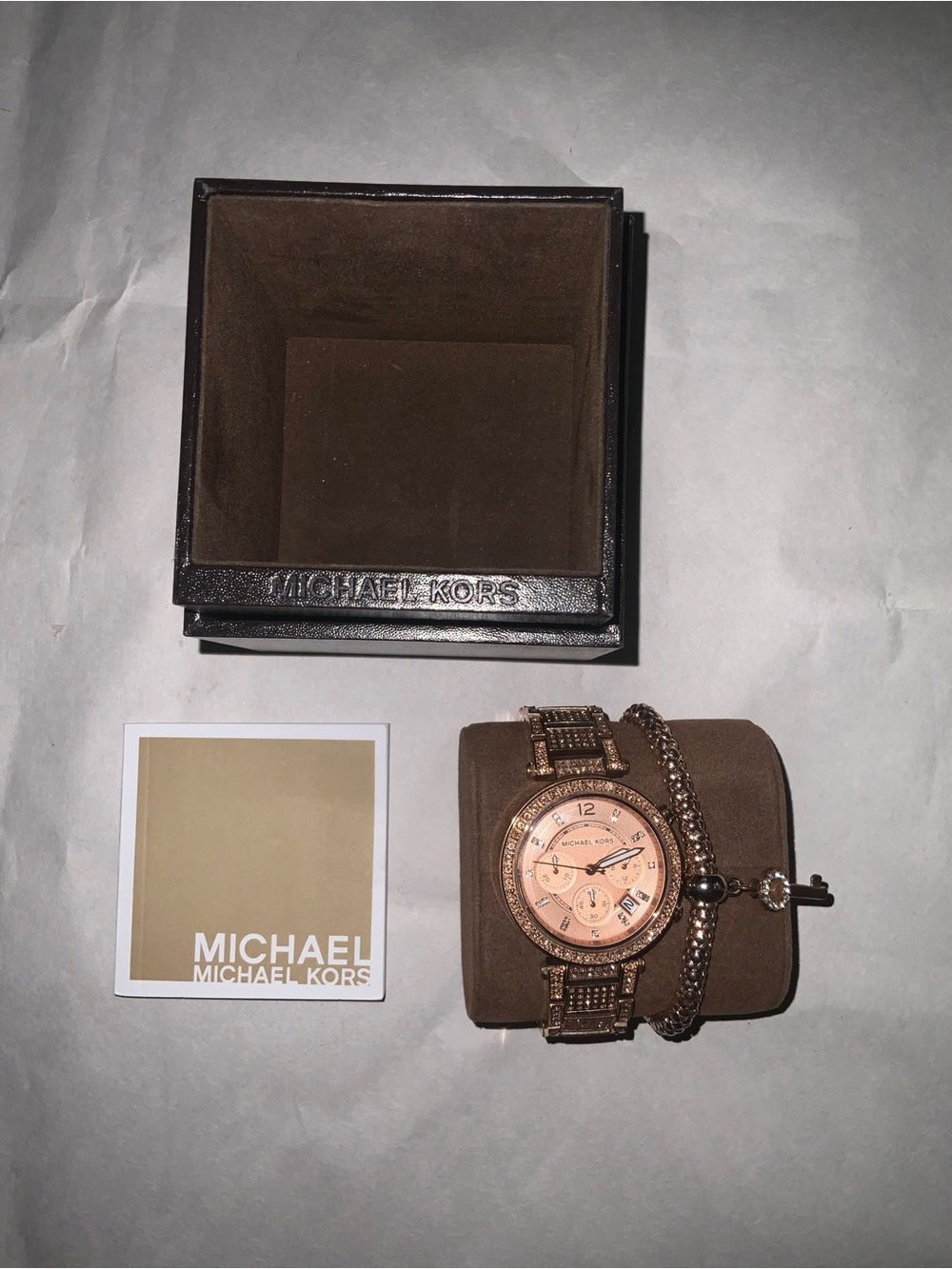 Michael Kors MK5663 Parker Rose Gold Watch with Matching Bracelet Set